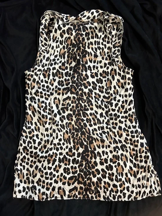 White House Black Market Leopard Print Cowl Neck Tank - Black, Brown, Cream - Picture 3 of 3